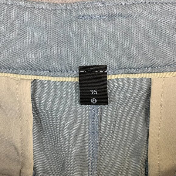 Lululemon Men Shorts 36 Light Blue Chino ABC Commission Qwick Oxford 11" Relaxed - Picture 2 of 9